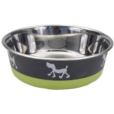 Non-Skid Pup Design Dog Bowls by Maslow Green 54 oz 6.75 cups
