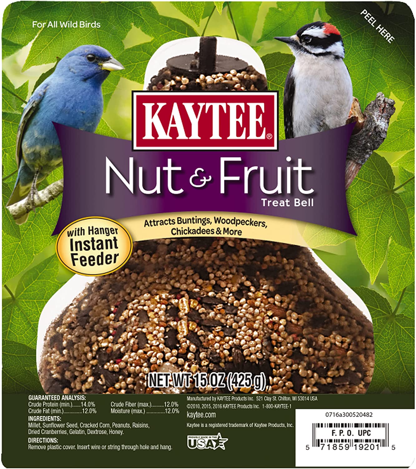 Kaytee Bird Seed Bell, 15 oz Nut & Fruit