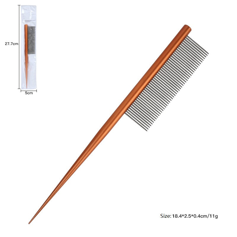 Dual Teeth Stainless Steel Pet Comb Orange
