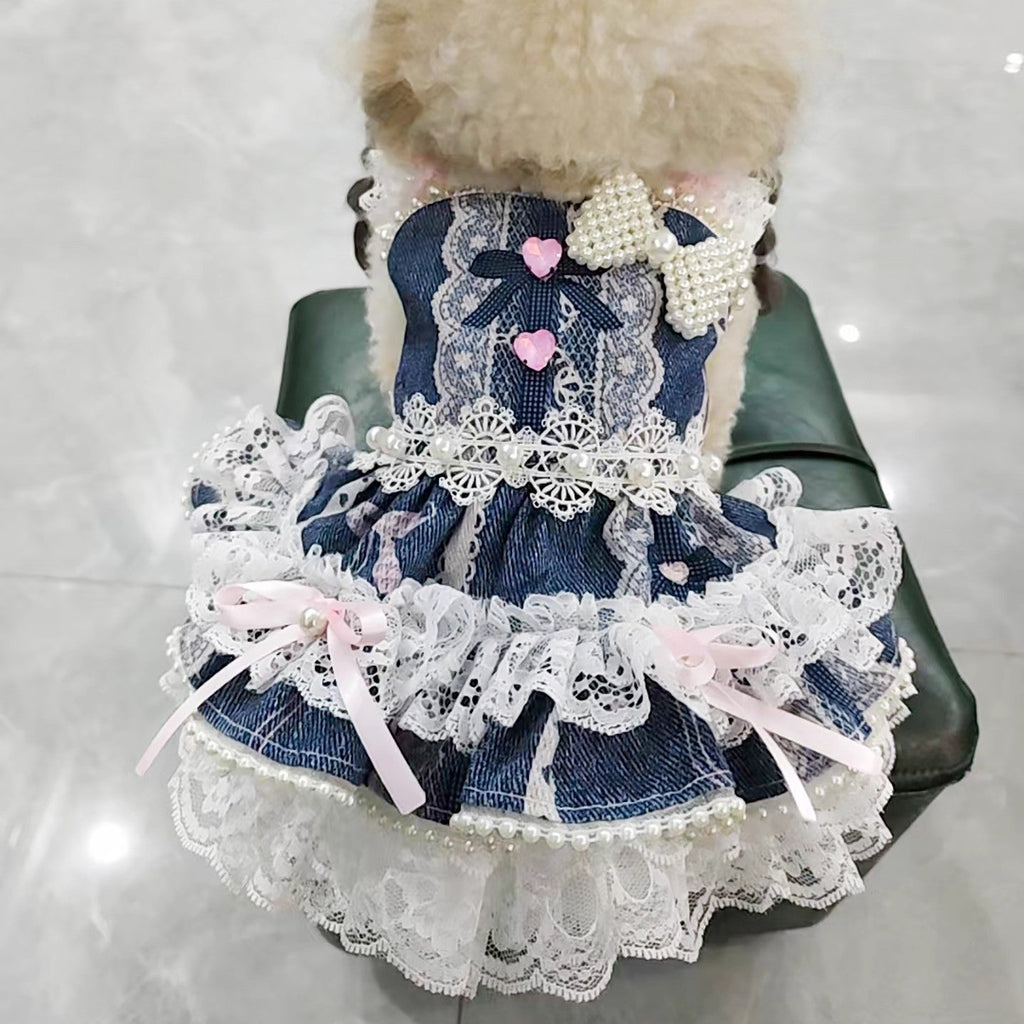 Denim Lace Pet Dress