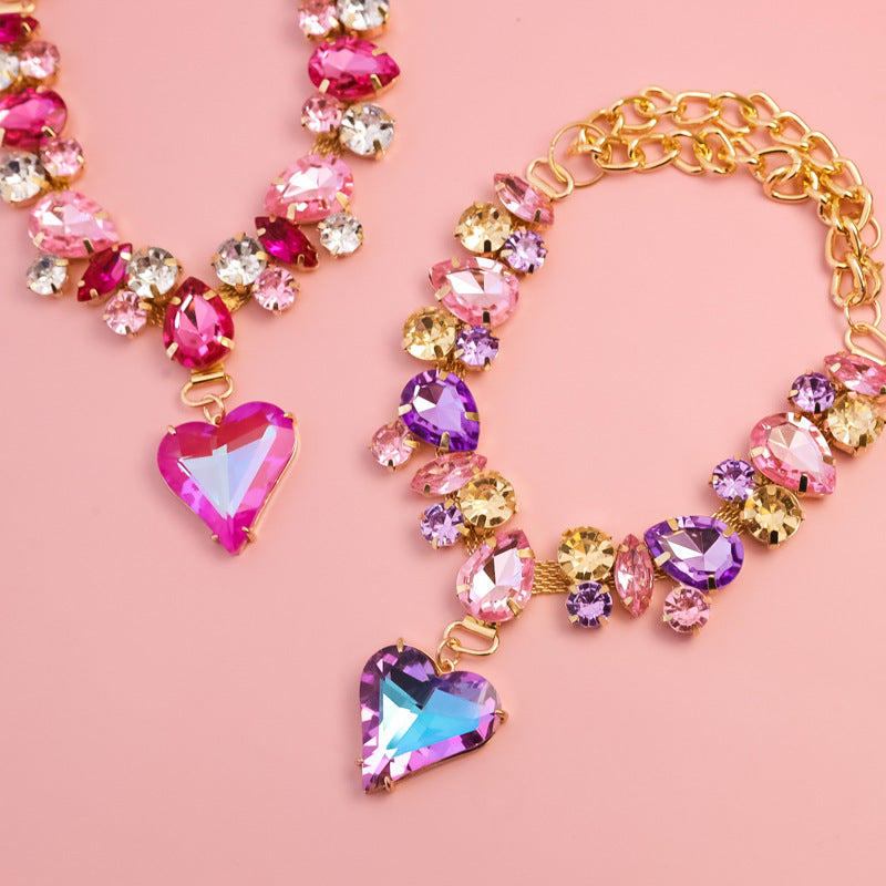 Crystal Heart Pet Necklace Dog accessories