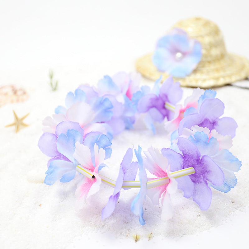 Pet Straw Hat and Flower Lei Set Beach Hawaii Style