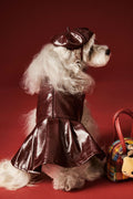 Leather Beret Pet Dress with Hat