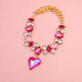 Crystal Heart Pet Necklace Dog accessories Pink
