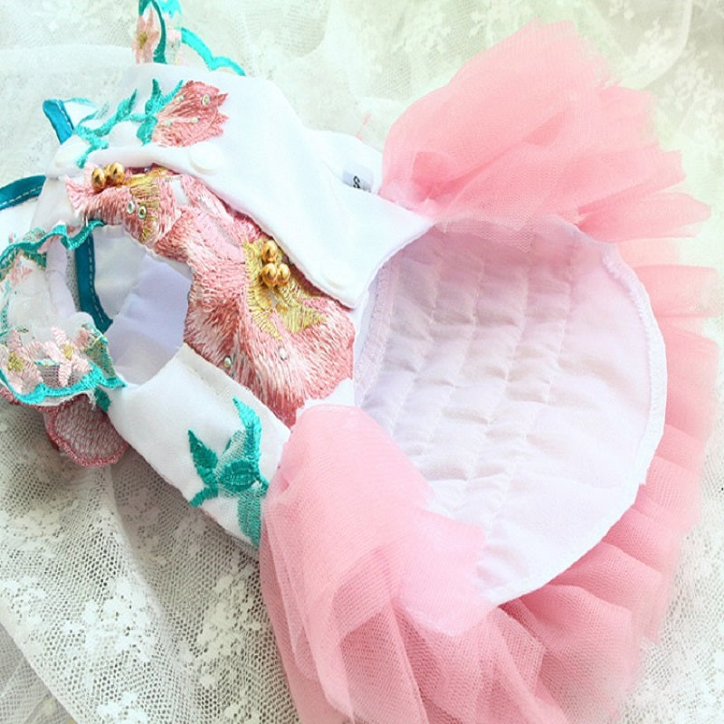 Peony Pavilion Silk Embroidery Pet Dress