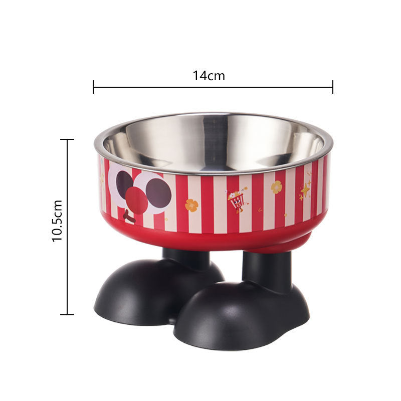 Striped Elevated Stainless Steel Pet Bowl red Bowl