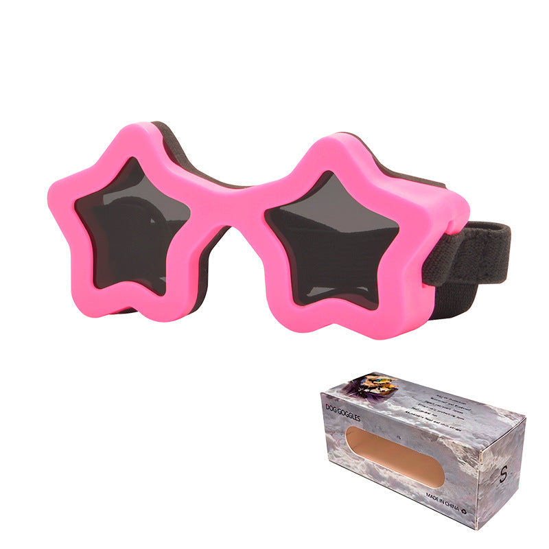 Star Shaped Pet Sunglasses Adjustable Dog Goggles Cute Fashion Glasses for Small Dogs Cats UV Protection hot pink