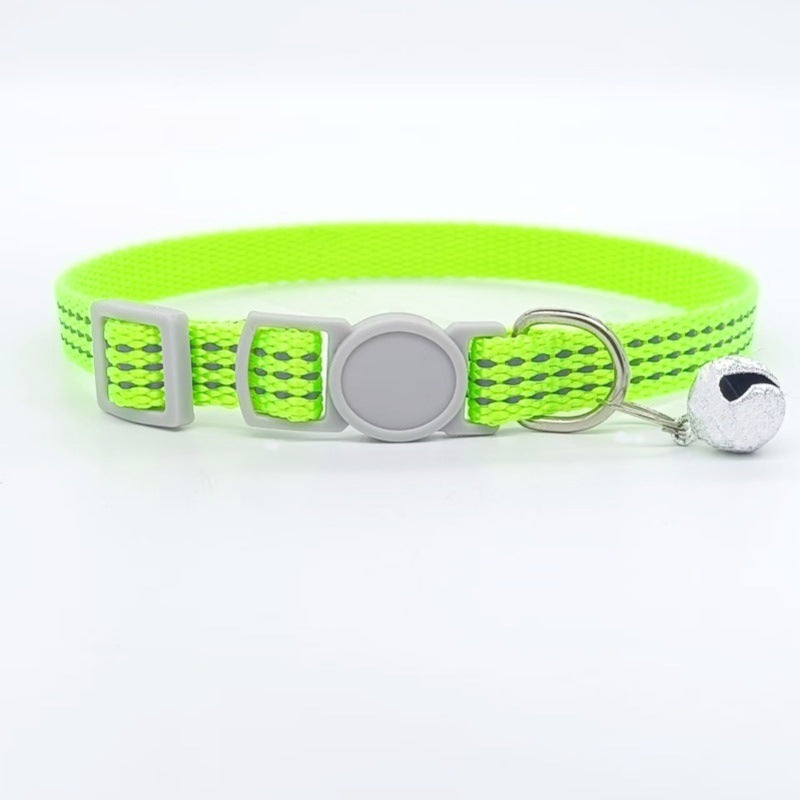 Pets Comfortable Breathable Nylon Cat Collar Pet Products Fluorescent Green Average Size