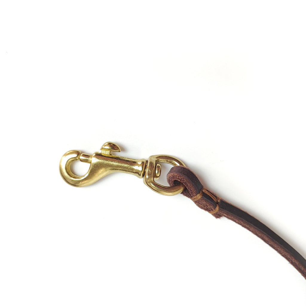 Premium Round Leather Dog Leash – Soft Genuine Leather Pet Lead with Gold Swivel Clip for Small Medium Dogs