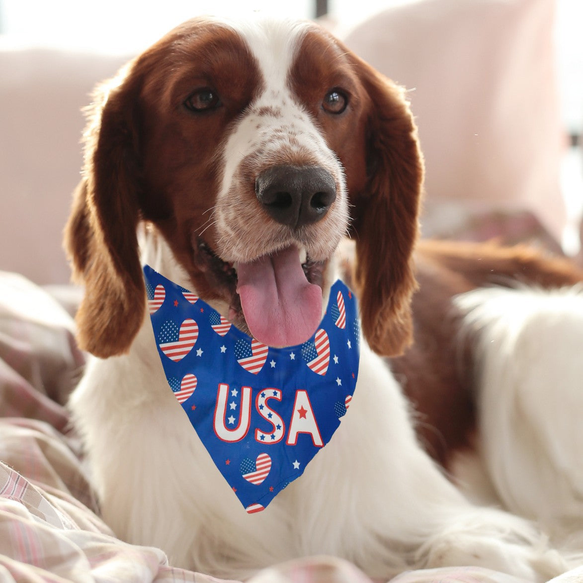 Patriotic USA Dog Bandana Reversible Independence Day Pet Scarf Collar Accessory