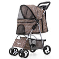 Luxury Foldable Pet Stroller – Breathable & Travel-Friendly Leopard