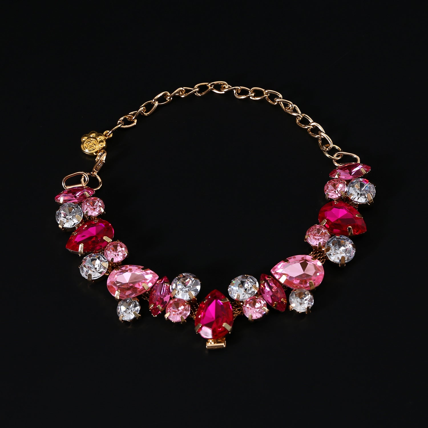 Luxury Crystal Pet Necklace – Rhinestone Dog Jewelry Collar for Small Dogs & Cats Pink