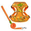 Cute Dinosaur Dog Harness & Leash Set – Breathable Adjustable Pet Vest Harness Orange