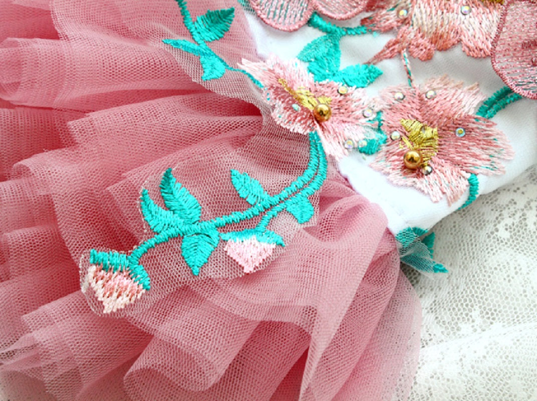 Peony Pavilion Silk Embroidery Pet Dress