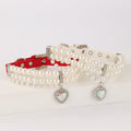 Pearl Heart Charm Pet Collar