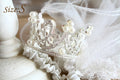 Luxury Pet Bridal Veil with Pearl Crown – Elegant Wedding Tiara Veil for Dogs & Cats S