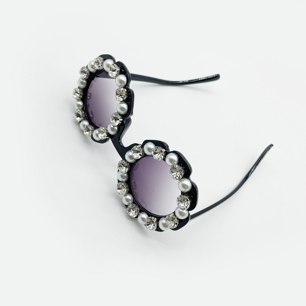 Pearl Rhinestone Flower Pet Sunglasses – Luxury Fashion Dog Glasses