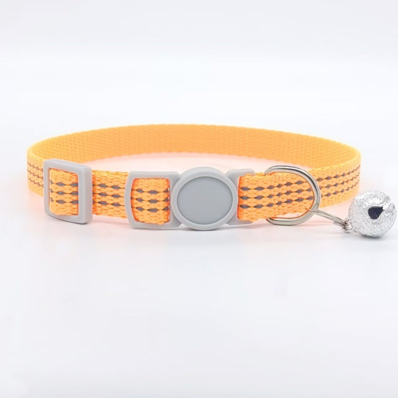 Pets Comfortable Breathable Nylon Cat Collar Pet Products Orange Average Size