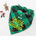 Christmas Plaid Pet Bandana - Snowman Design Dog Scarf green plaid yellow letters