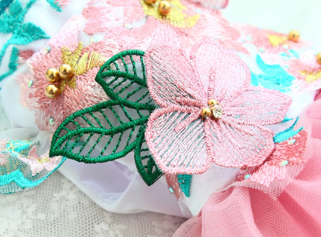 Peony Pavilion Silk Embroidery Pet Dress