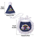 Rainbow Denim Pet Birthday Cone Hat and Bib Set