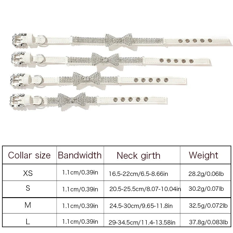 Crystal Bow Dressy Pet Collar for Dogs