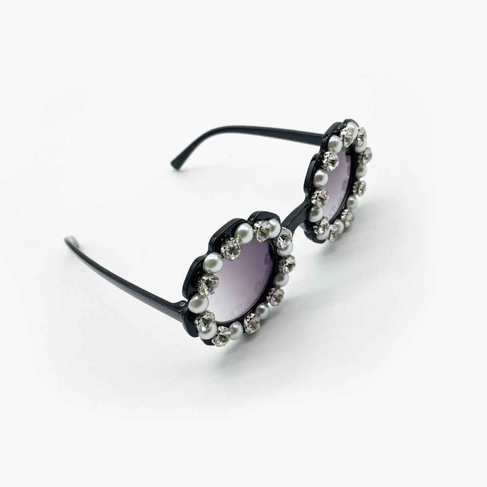 Pearl Rhinestone Flower Pet Sunglasses – Luxury Fashion Dog Glasses