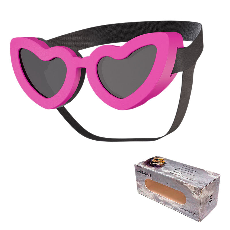 Heart Shaped Pet Sunglasses Adjustable Dog Goggles Cute Fashion Glasses for Small Dogs Cats UV Protection hot pink