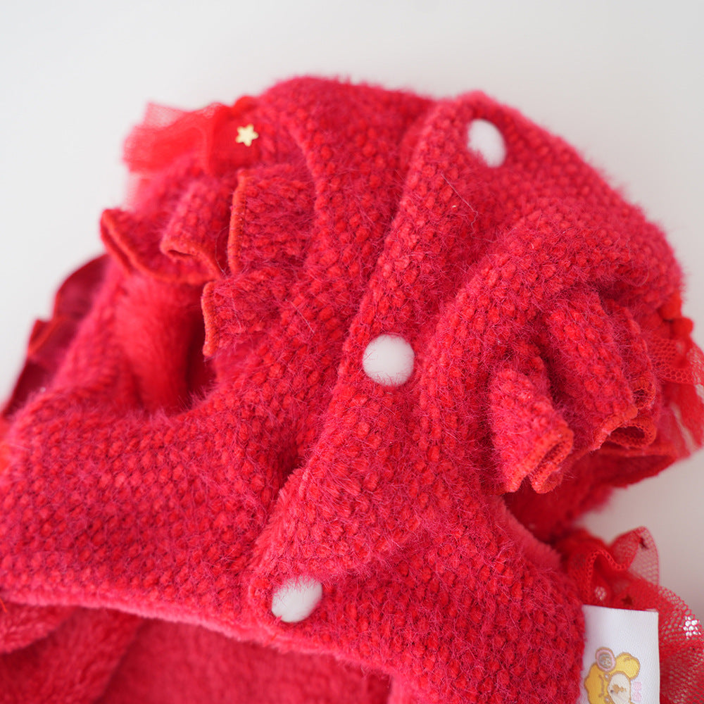Velvet Tulle Pet Dress with Bow