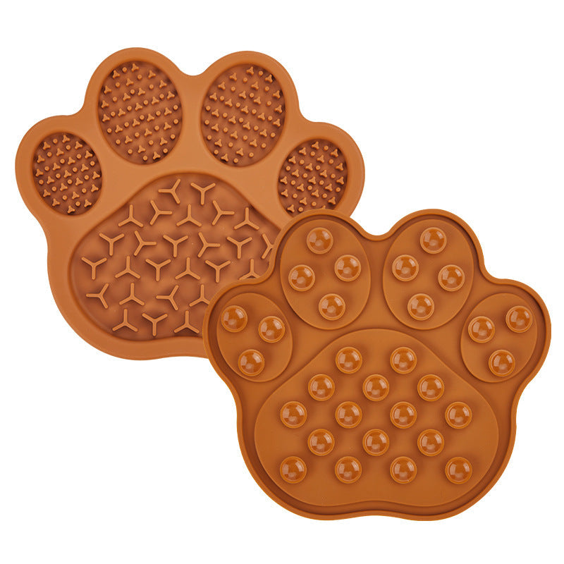 Paw Silicone Pet Lick Mat Slow Feeder Brown