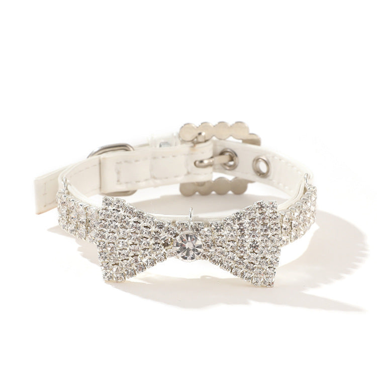 Crystal Bow Dressy Pet Collar for Dogs