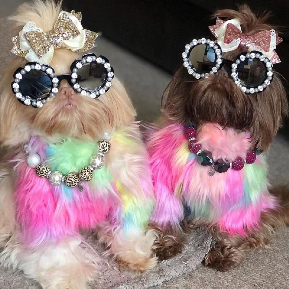 Pearl Rhinestone Flower Pet Sunglasses – Luxury Fashion Dog Glasses