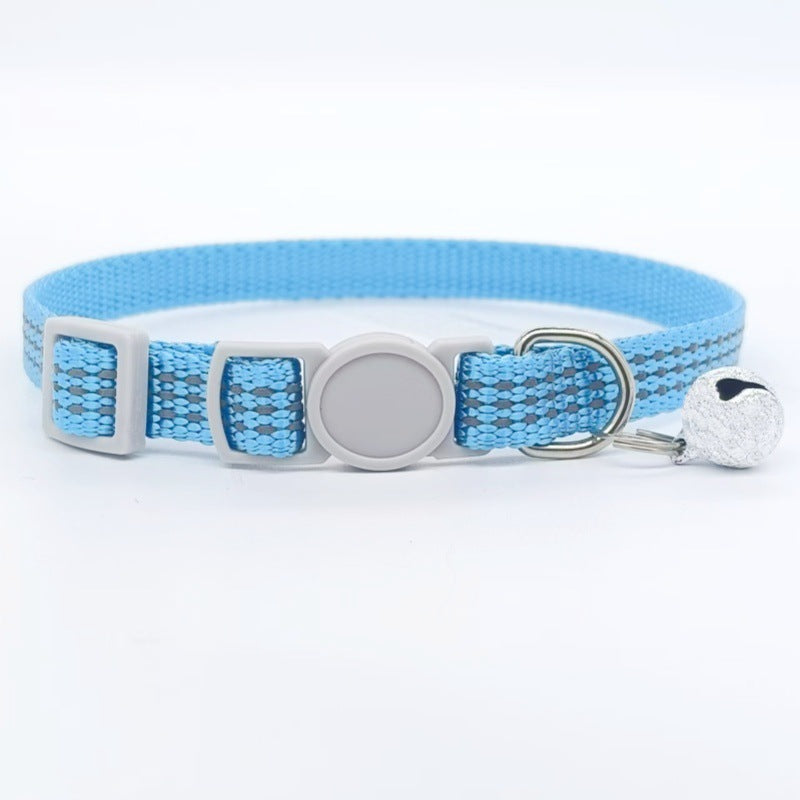 Pets Comfortable Breathable Nylon Cat Collar Pet Products Lake Blue Average Size
