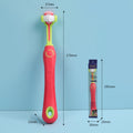 Three-Sided Pet Toothbrush for Dogs and Cats Pink One Size