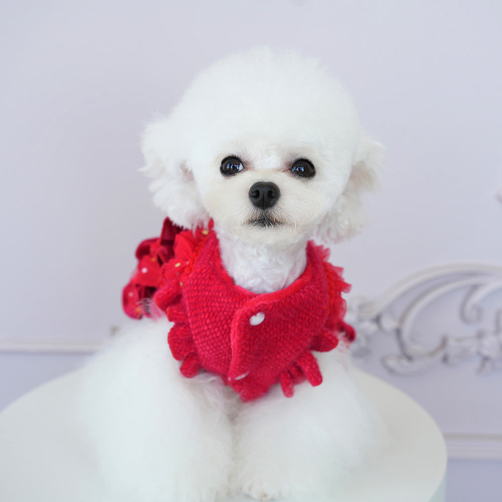 Velvet Tulle Pet Dress with Bow