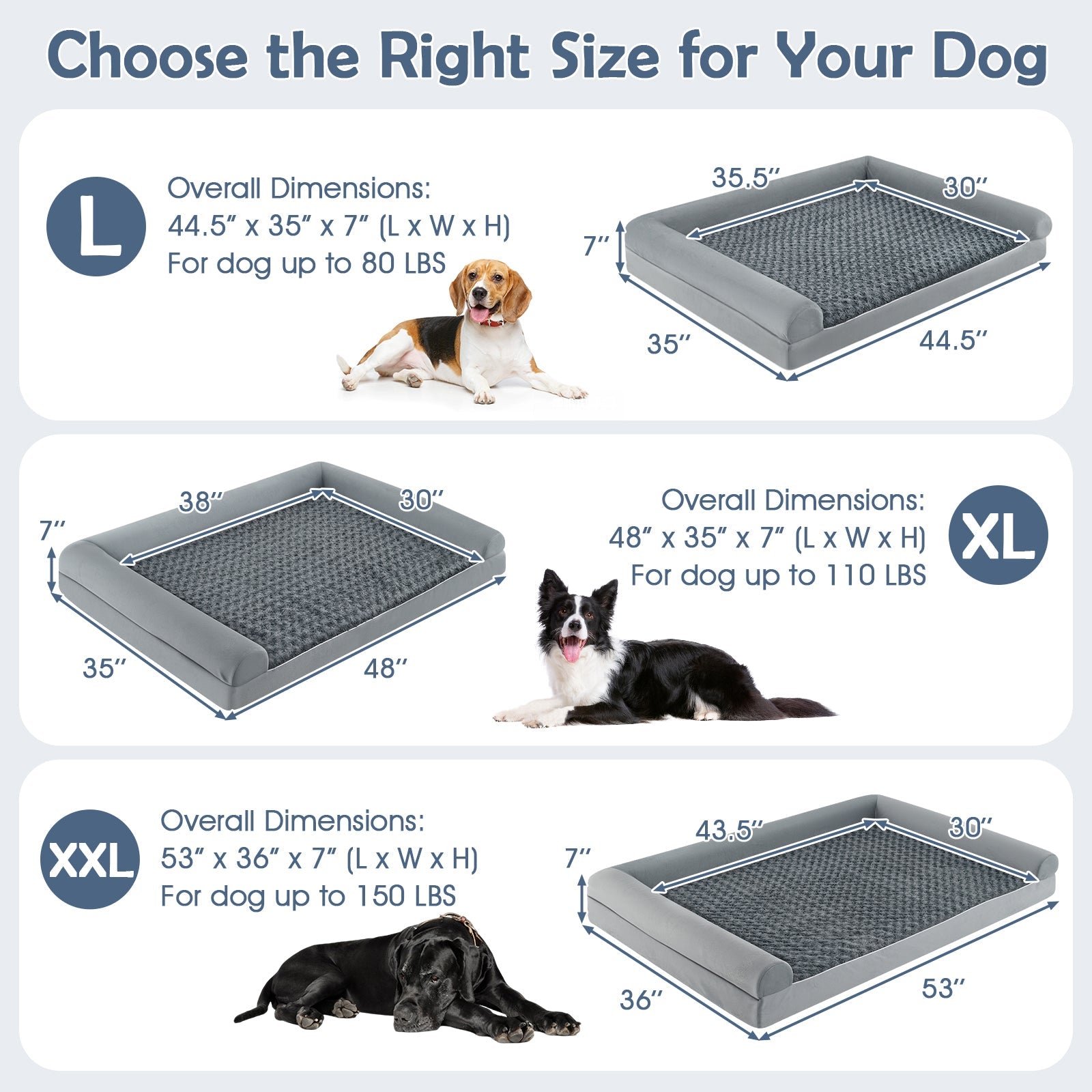 Orthopedic Foam Dog Bed Large Dog Sofa Couch with Removable Cover