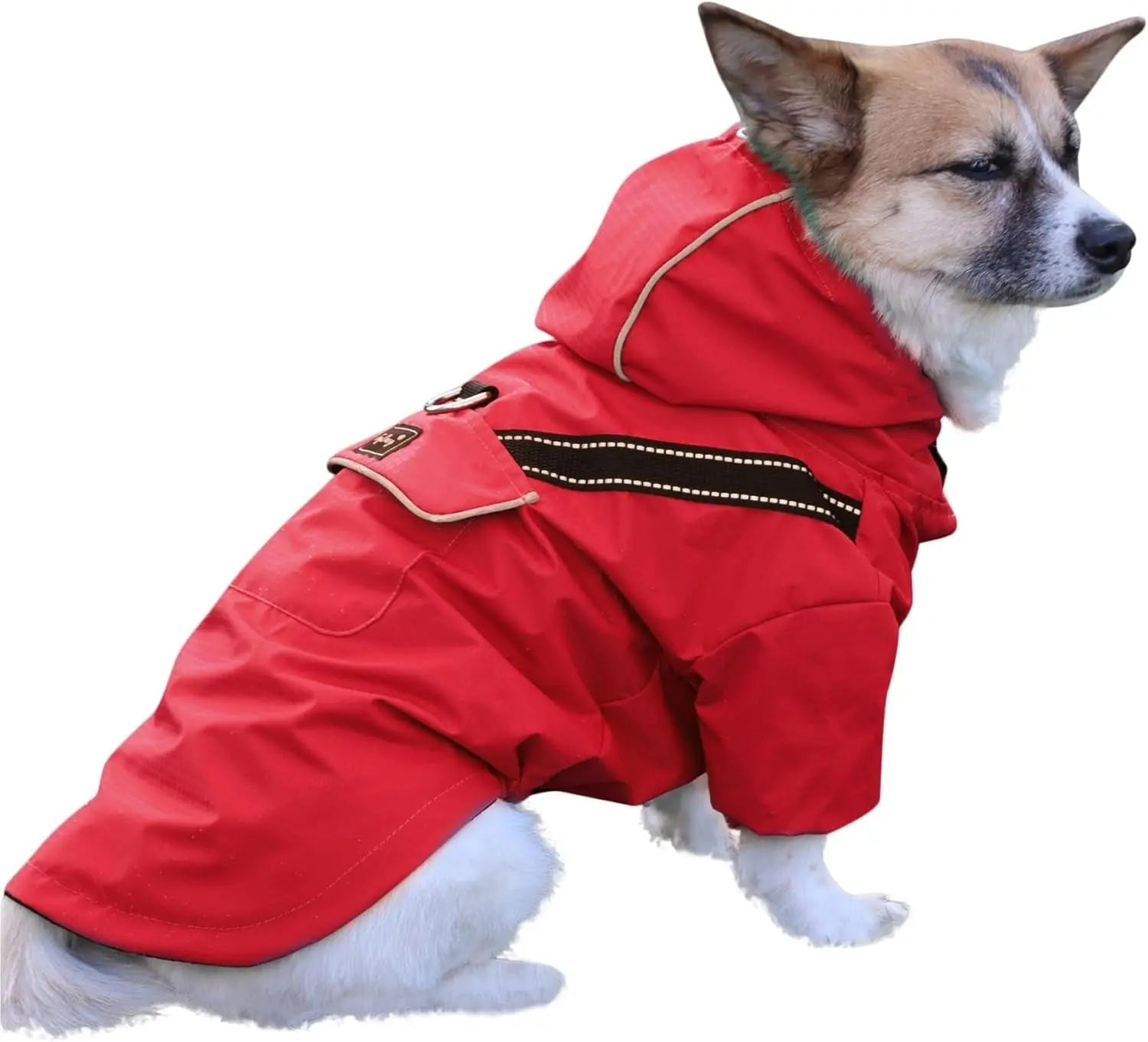 Outdoor Waterproof Dog Raincoat w/ Hood Reflective Sizes XS–XL in 4 Colors Red Large