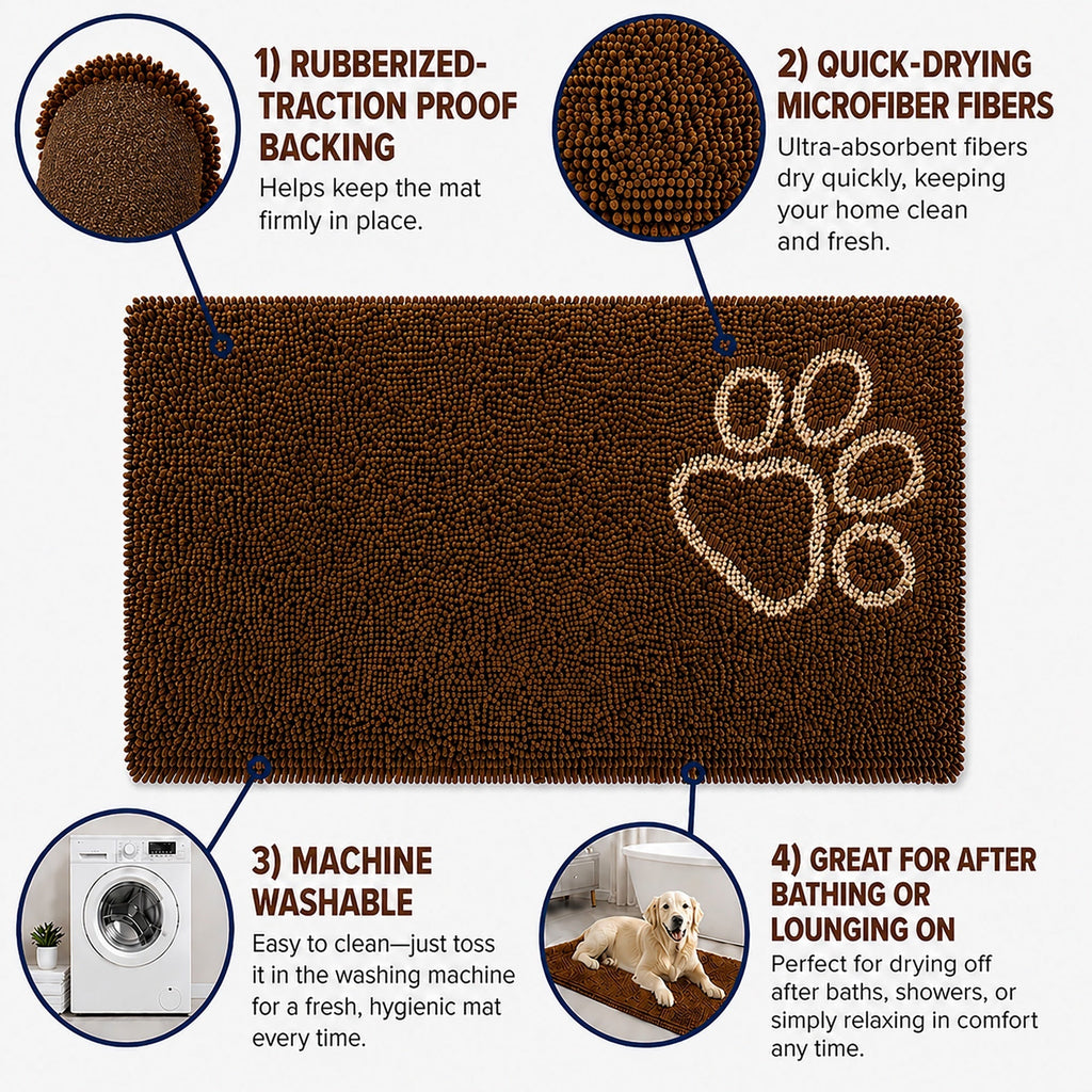Pet Life ® 'Fuzzy' Quick-Drying Anti-Skid and Machine Washable Dog Mat