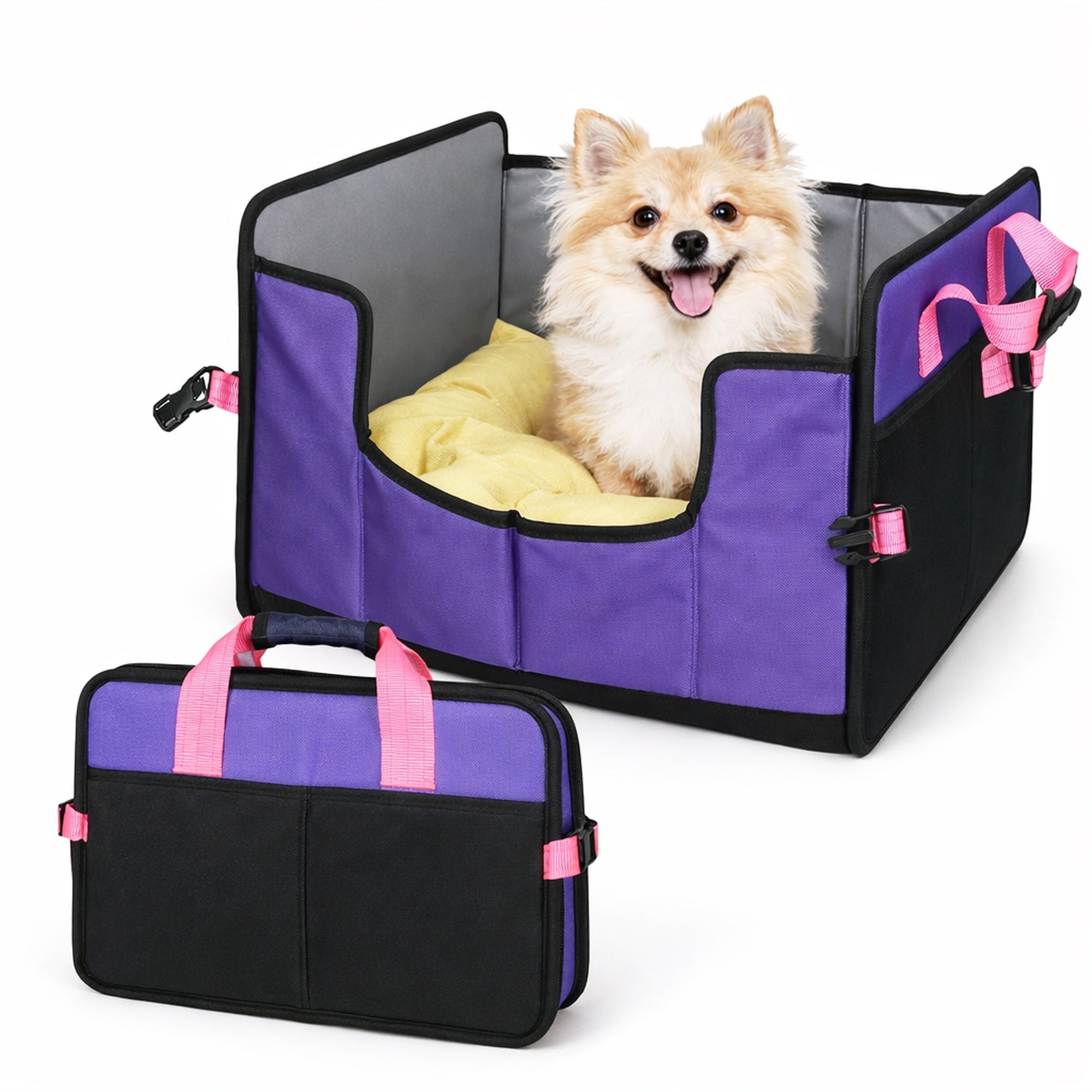 Pet Life ® 'Travel-Nest' Folding Travel Cat and Dog Bed Purple, Pink