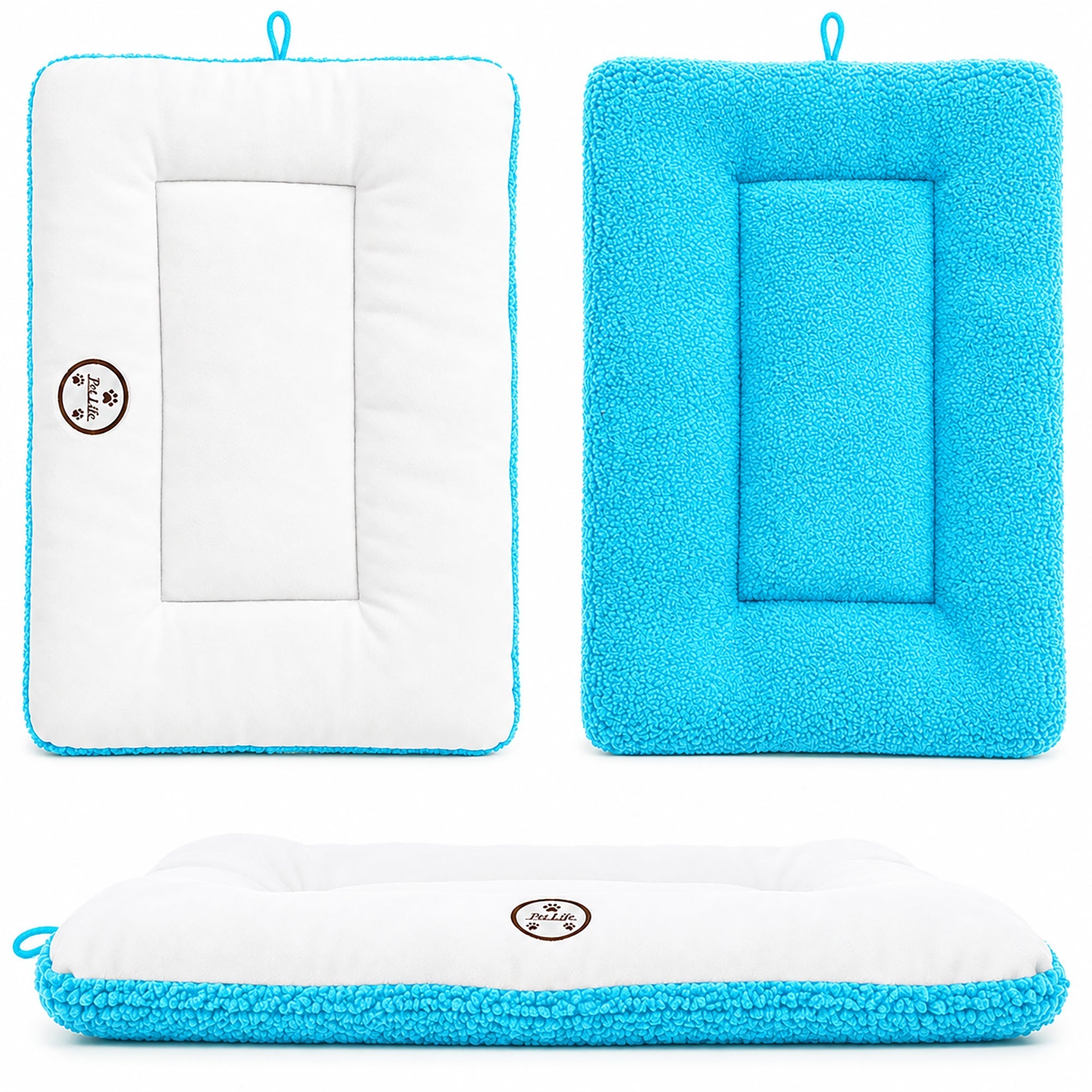 Pet Life ® 'Eco-Paw' Reversible Eco-Friendly Recyclabled Polyfill Fashion Designer Pet Dog Bed Mat Lounge Blue And Aqua