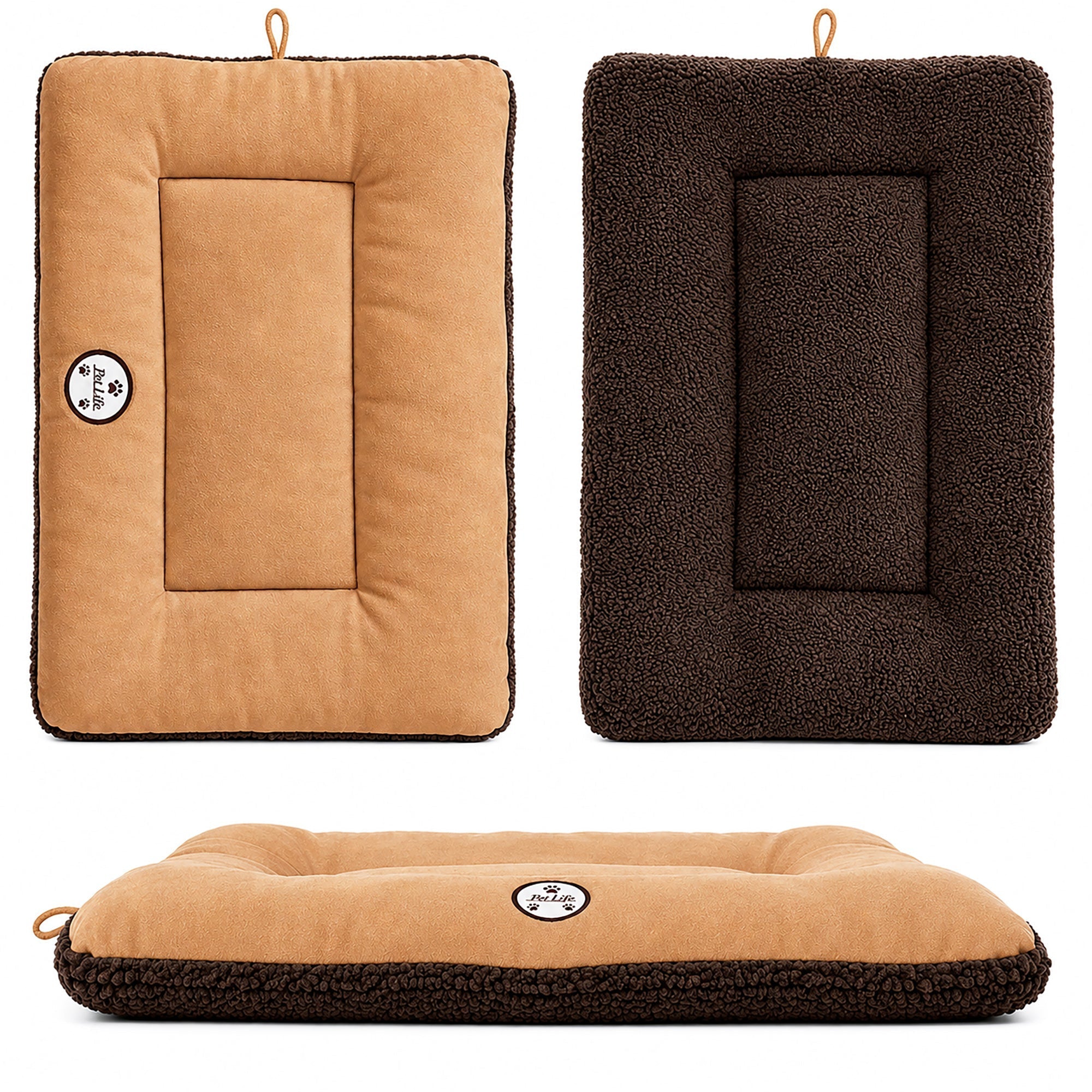 Pet Life ® 'Eco-Paw' Reversible Eco-Friendly Recyclabled Polyfill Fashion Designer Pet Dog Bed Mat Lounge Brown And Cocoa