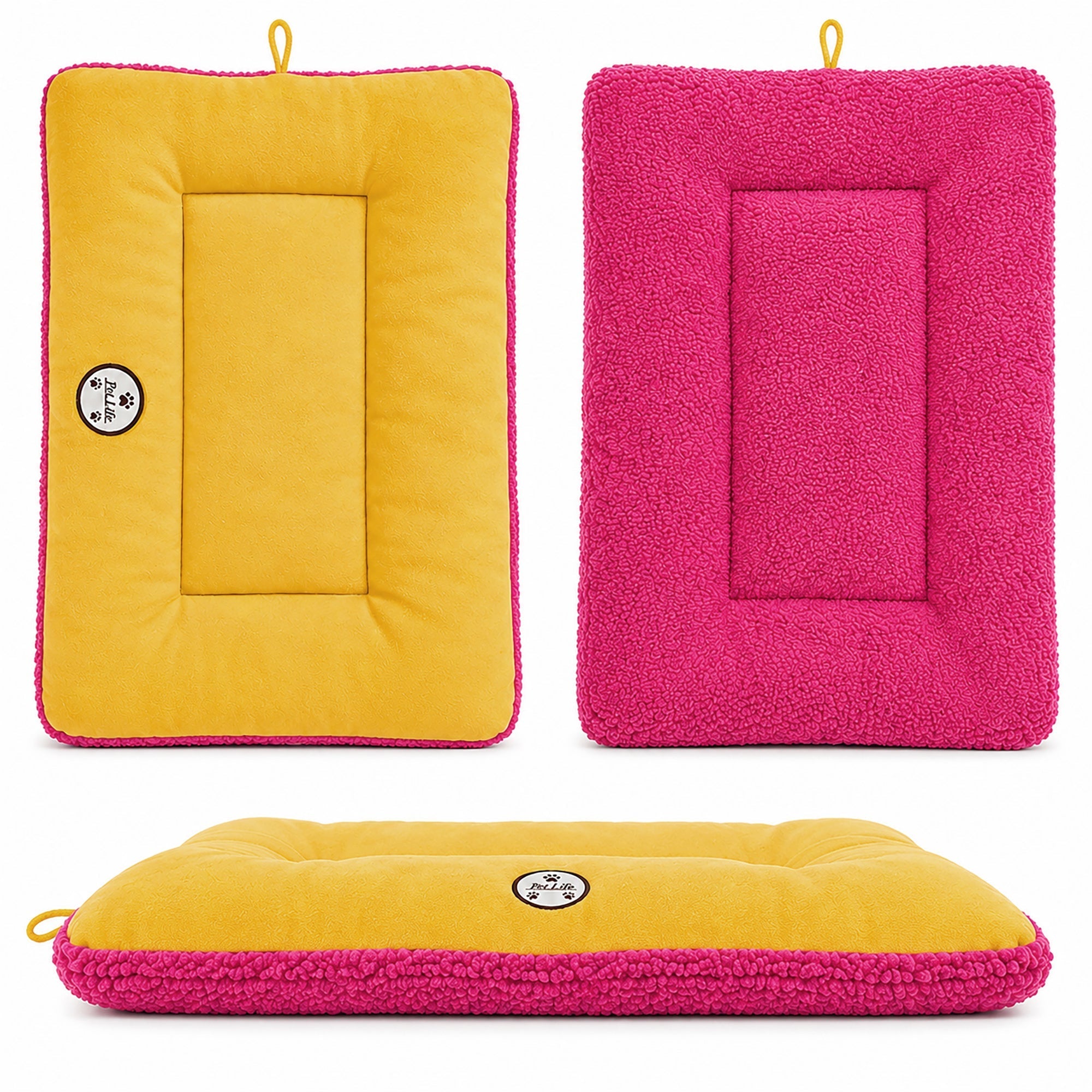 Pet Life ® 'Eco-Paw' Reversible Eco-Friendly Recyclabled Polyfill Fashion Designer Pet Dog Bed Mat Lounge Pink And Orange