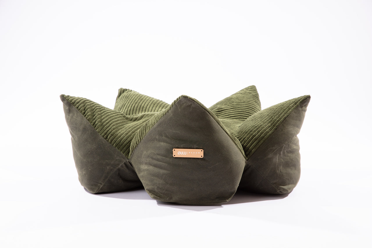 OULU X PEHOM - CUDDLE PET PILLOW BED- Navy Blue / Olive Green / Canyon Brown Olive Green