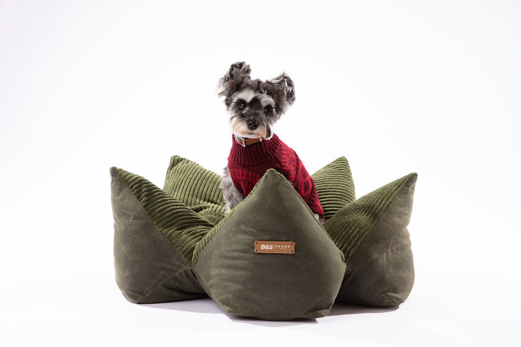 OULU X PEHOM - CUDDLE PET PILLOW BED- Navy Blue / Olive Green / Canyon Brown