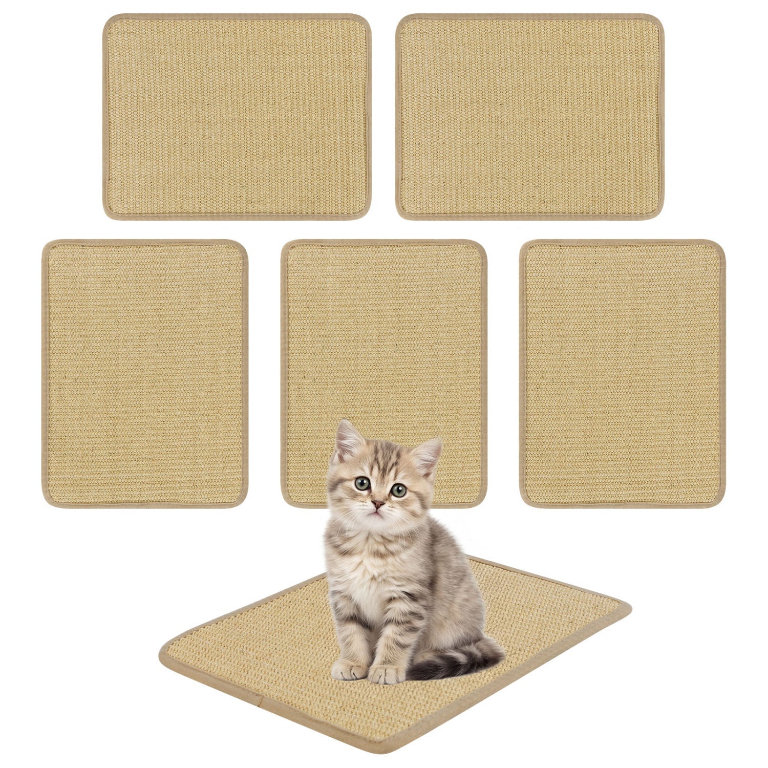 12 Pieces Cat Scratcher Mat Set 16 x 12 Inch Natural Sisal Pads