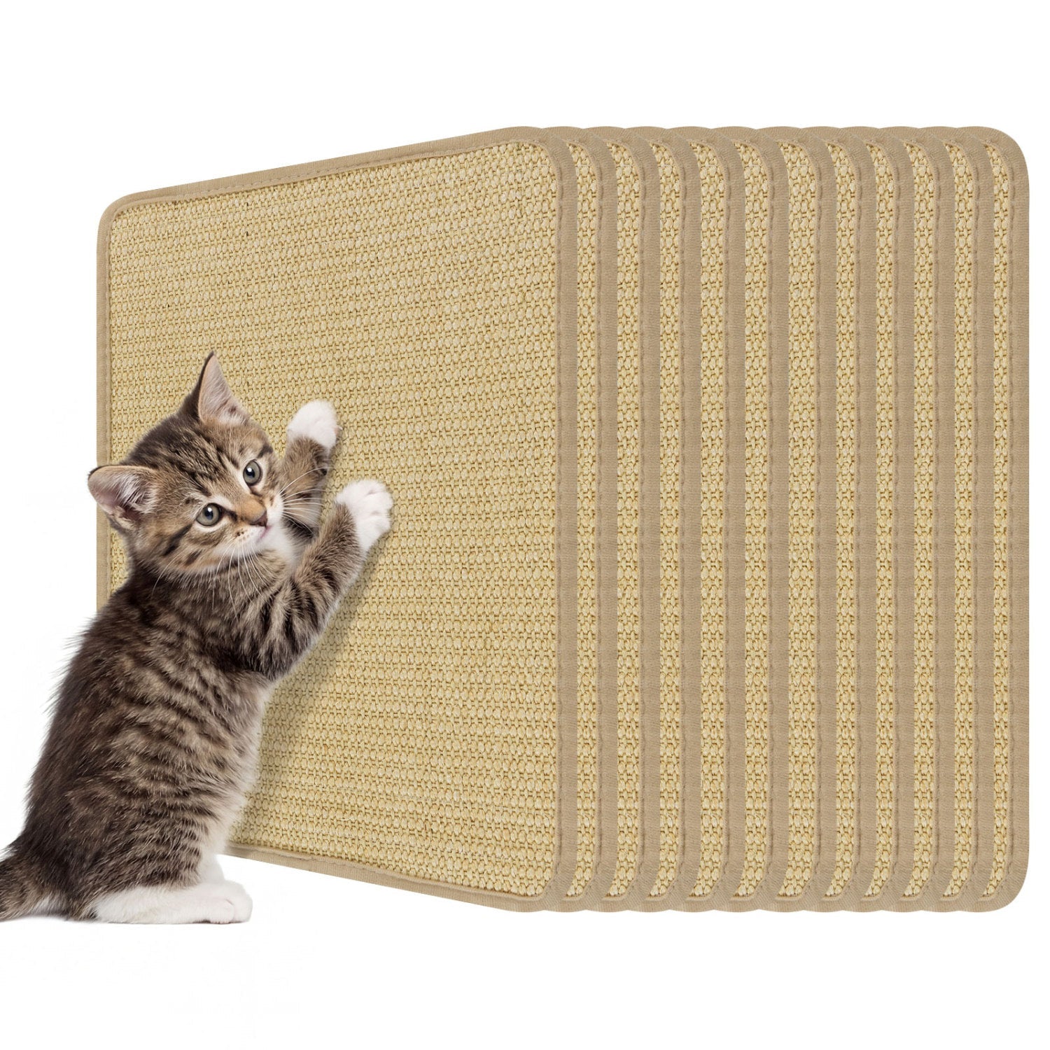12 Pieces Cat Scratcher Mat Set 16 x 12 Inch Natural Sisal Pads Default Title