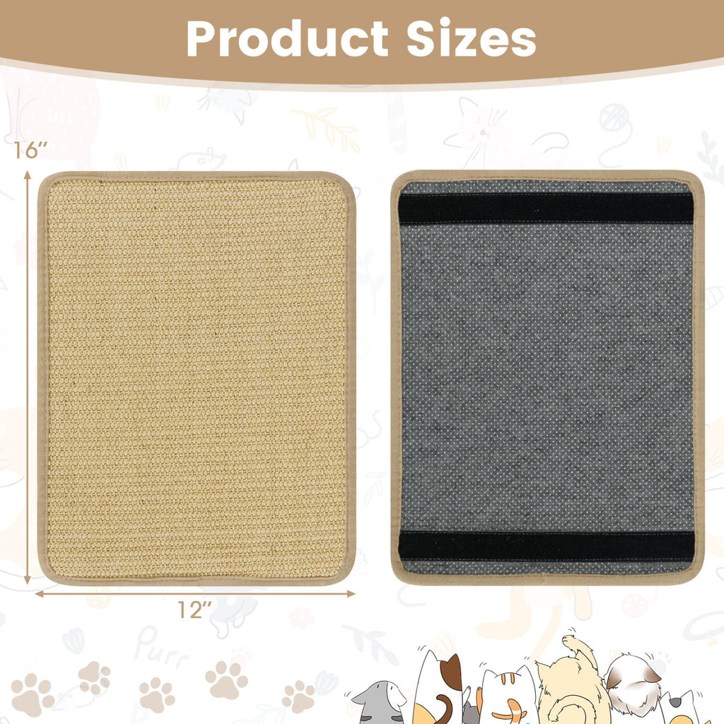 12 Pieces Cat Scratcher Mat Set 16 x 12 Inch Natural Sisal Pads