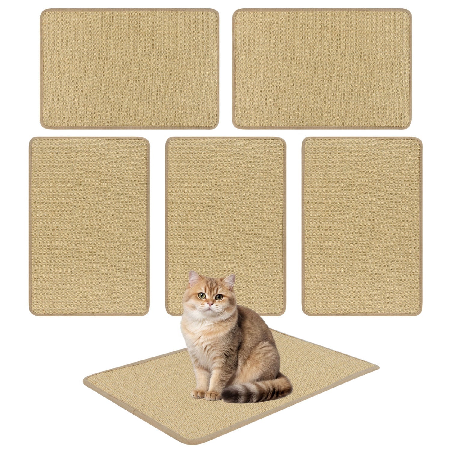 12 Pieces Cat Scratcher Mat Set 24 x 16 Inch Natural Sisal Pads