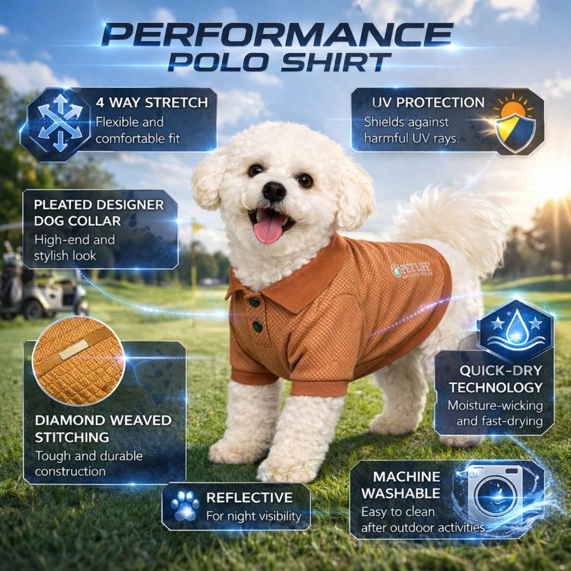 Pet Life ® Active 'Fur-Flex' Stretch and Quick-Dry Anti-Odor Fitness Yoga Dog Polo T-Shirt
