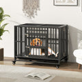 Foldable Heavy-Duty Metal Dog Cage Chew-proof Dog Crate with Lockable Universal Wheels